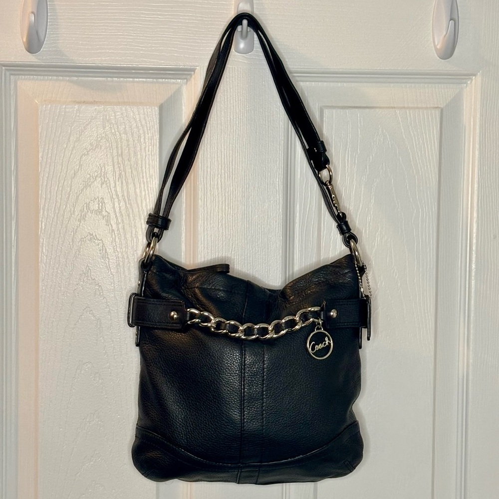 Early 2010s Coach bag. Pebbled black leather.